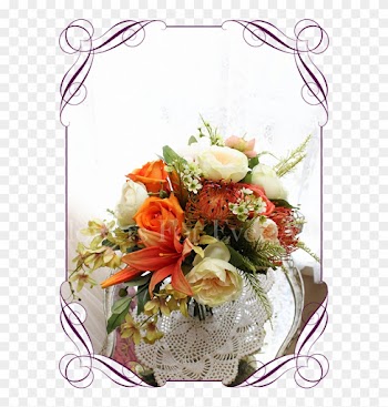 Silk Artificial Vibrant Orange, Apricot And Green Bridal - Flower Bouquet