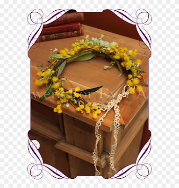 Silk Australian Native Wattle And Berry Flower Crown, - Australian Native Flower Crown