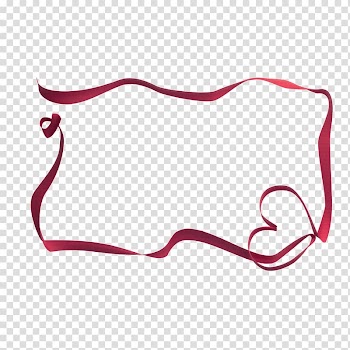Silk Red Computer file, Red heart-shaped border ribbon transparent background PNG clipart