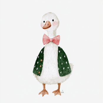 Silly Goose in a Bow Tie - Watercolor Illustration