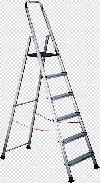 Silver A-frame ladder, Attic ladder Stairs, step ladder transparent background PNG clipart