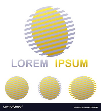 Silver and golden striped circle logo design set vector image