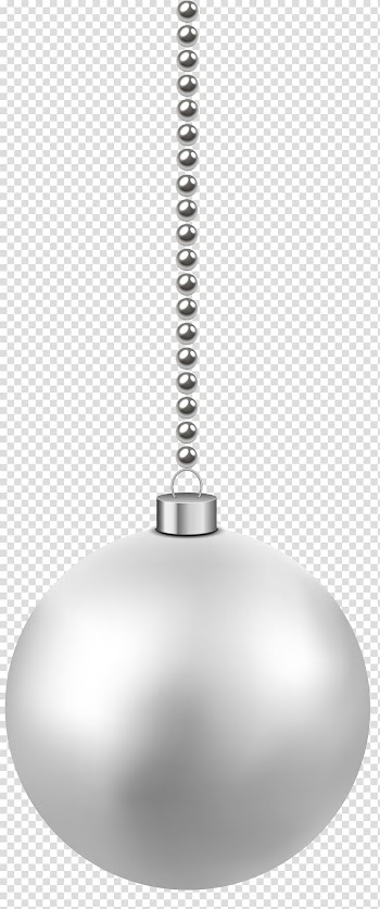 Silver Christmas bauble , Black and white Lighting Light fixture, White Christmas Hanging Ball transparent background PNG clipart