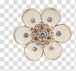 Silver-colored flower jewelry with clear gemstones transparent background PNG clipart