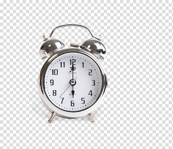 Silver-colored framed analog alarm clock displaying 6:00, Alarm clock Watch, 6:00 friends transparent background PNG clipart