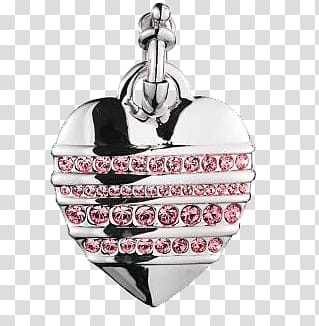 Silver-colored heart pendant transparent background PNG clipart