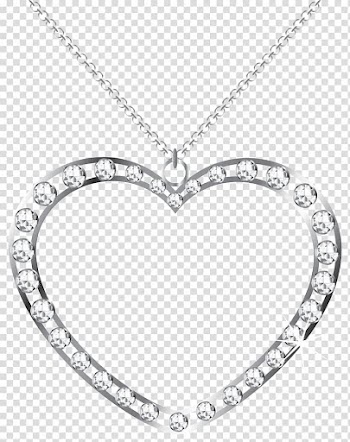 Silver-colored heart pendant with clear gemstone studded, frame Heart Silver , Silver Heart with Diamonds transparent background PNG clipart