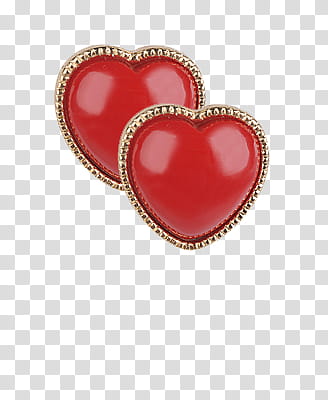 Silver-colored red gemstone heart pendants transparent background PNG clipart