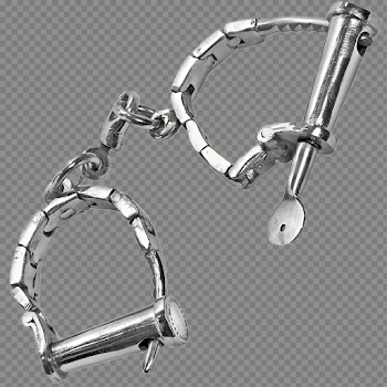 Silver Handcuffs PNG Background Image