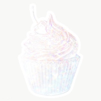 Silver holographic cherry cupcake sticker with white border | Free  transparent png - 2345975