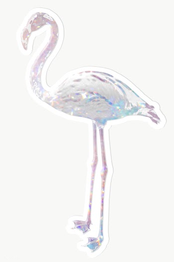 Silver holographic flamingo illustration  | Free  transparent png - 2337535