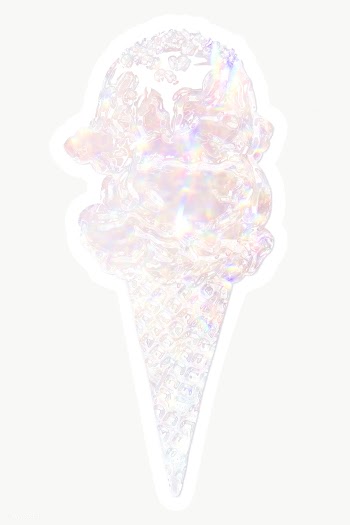 Silver holographic ice cream cone sticker with white border | Free  transparent png - 2345968