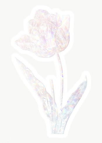 Silver holographic tulip flower sticker with white border | Free  transparent png - 2347130