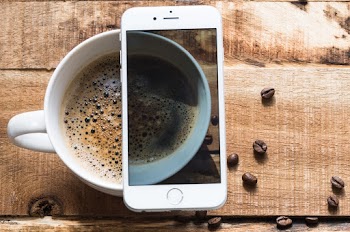 Silver Iphone 6 on White Ceramic Mug