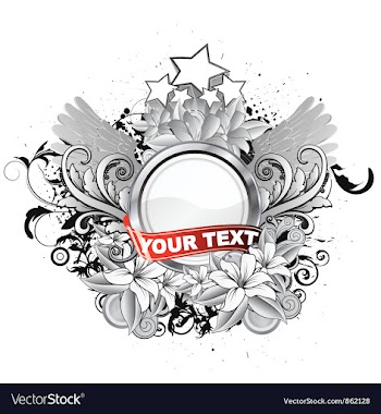 Silver label with floral vector image
