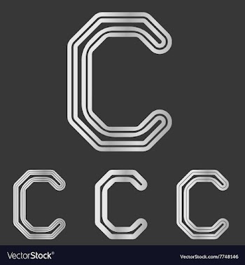Silver letter c logo design set vector image