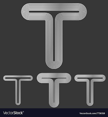 Silver letter t logo design set vector image