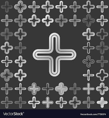 Silver line cross logo design set vector image
