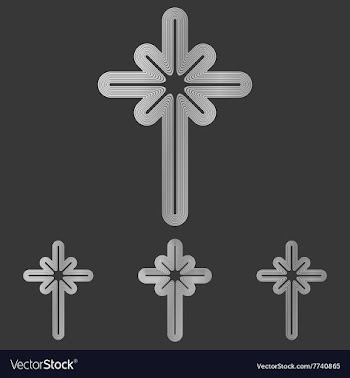 Silver line cross logo design set vector image