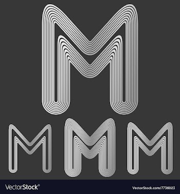 Silver line m logo design set vector image