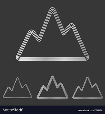 Silver line mountain logo design set vector image
