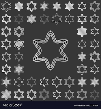 Silver line star icon design set vector image