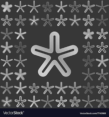 Silver line star icon design set vector image