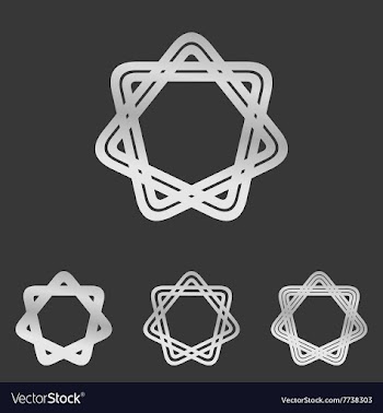 Silver line star logo design set vector image