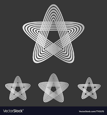Silver line star logo design set vector image
