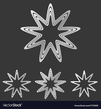 Silver line star logo design set vector image