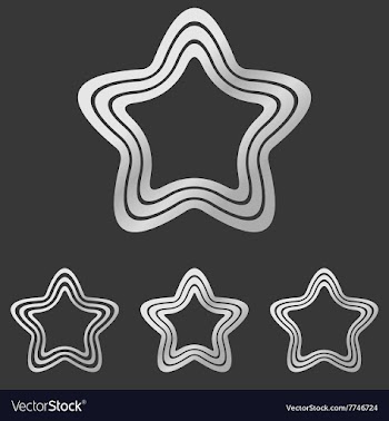 Silver line star logo design set vector image