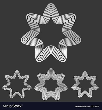 Silver line star logo design set vector image