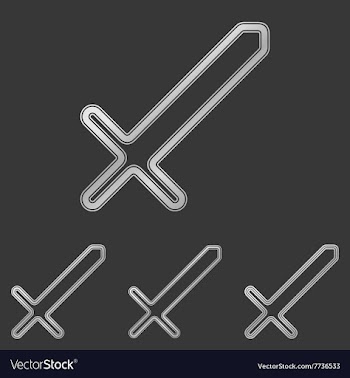 Silver line sword logo design set vector image