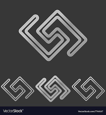 Silver line tech logo design set vector image