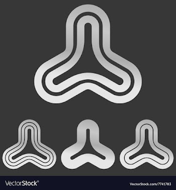 Silver line triangular logo design set vector image