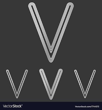 Silver line v logo design set vector image