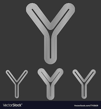 Silver line y logo design set vector image