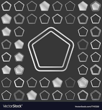 Silver metallic pentagon logo design set vector image