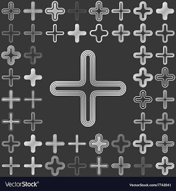 Silver metallic plus icon design set vector image