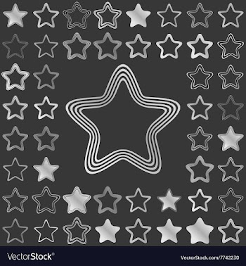 Silver metallic star icon design set vector image