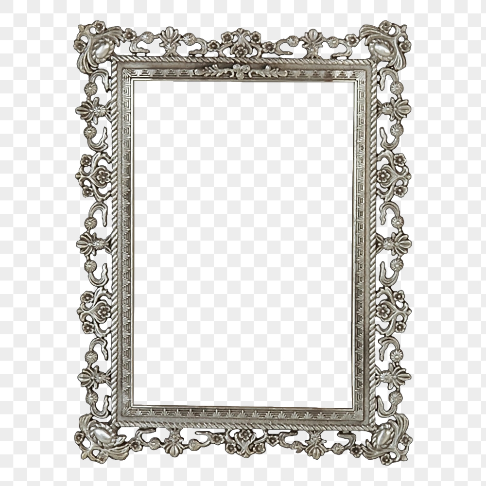 Silver ornamental png frame sticker, | Free PNG - rawpixel