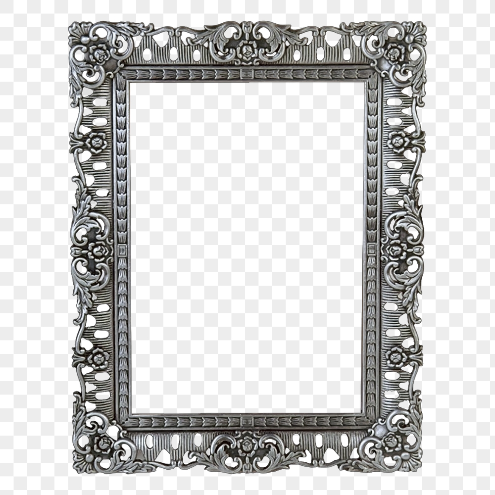 Silver ornamental png frame sticker, | Free PNG - rawpixel