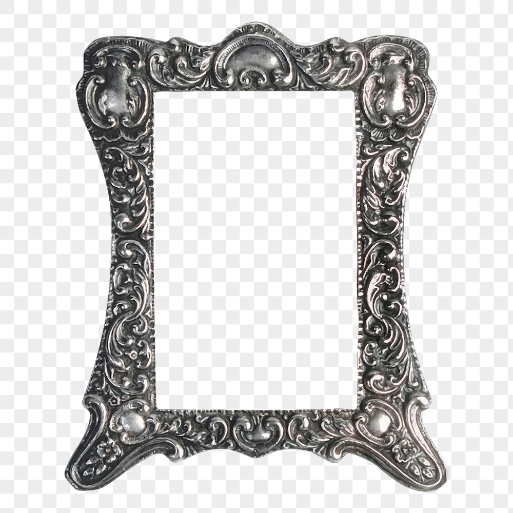 Silver ornamental png frame sticker, | Free PNG - rawpixel