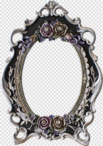 Silver oval mirror frame, Mirror frame, mirror transparent background PNG clipart