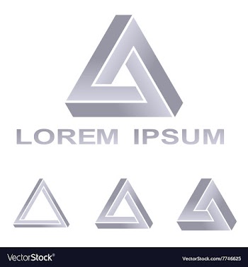 Silver Penrose triangle design set vector image
