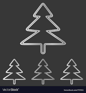 Silver pine tree logo design set vector image