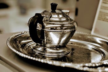 Silver Teapot on Tray