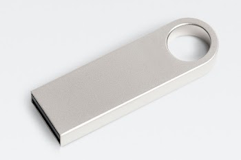 Silver USB flash drive mockup technology data storage device