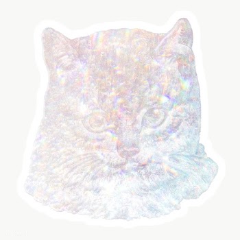 Silvery holographic cat sticker with a white border | Free  transparent png - 2355737