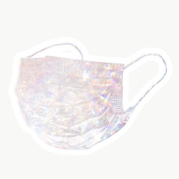 Silvery holographic face mask sticker with a white border | Free  transparent png - 2353028